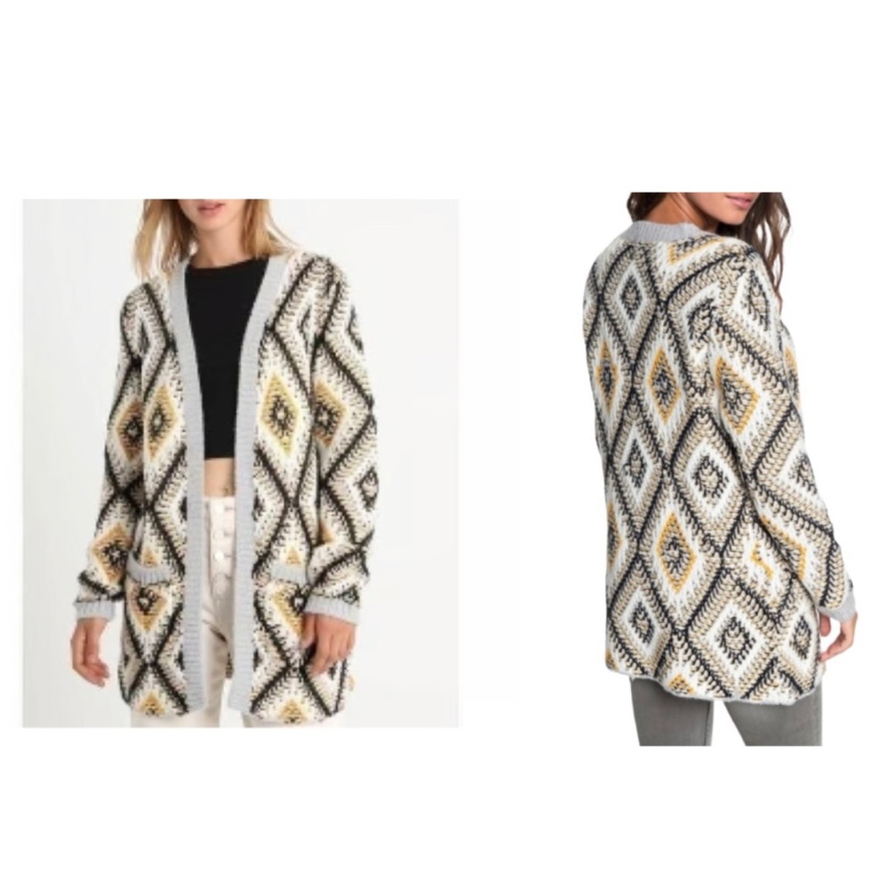 Roxy Heritage Heather All Over Again Cardigan Sweater Size 12